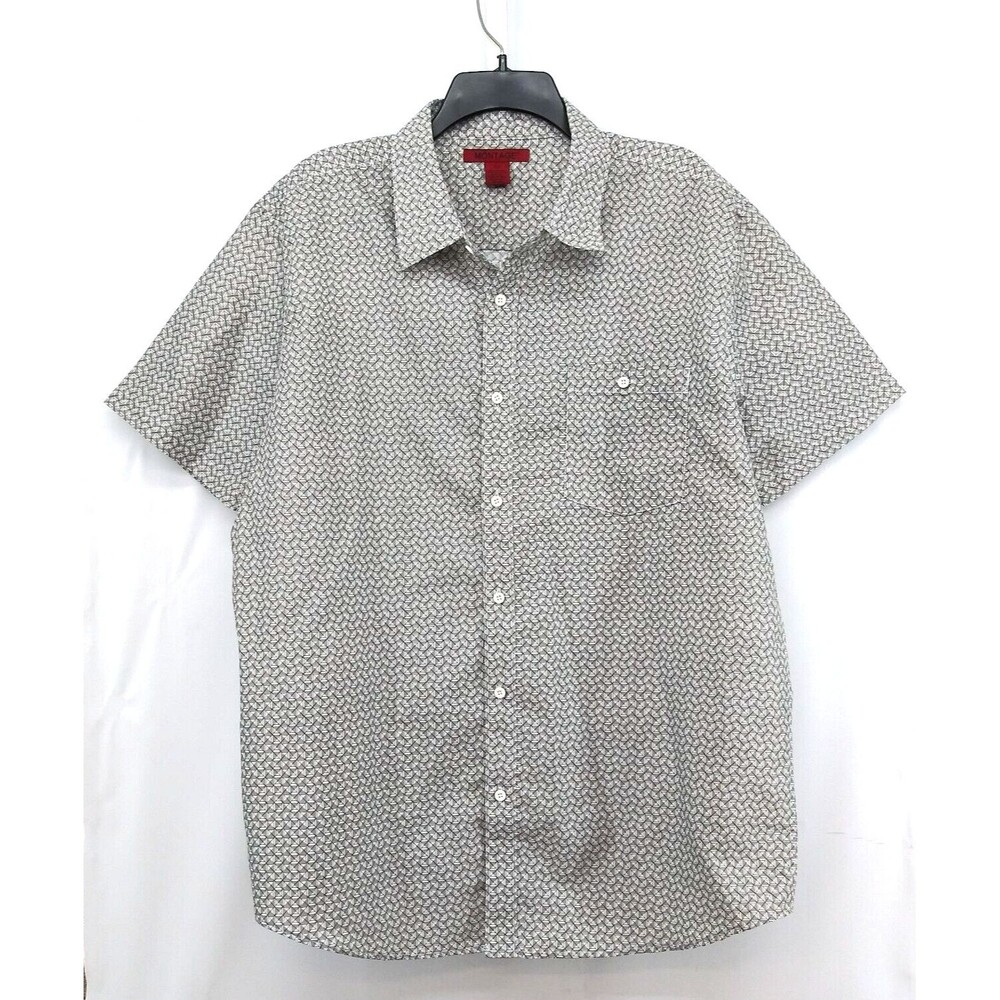 Montage Shirt Mens Size 2XL Gray Geometric Pattern Casual Button Up